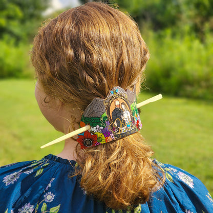 Custom Handcrafted Leather Hairpin-Painted