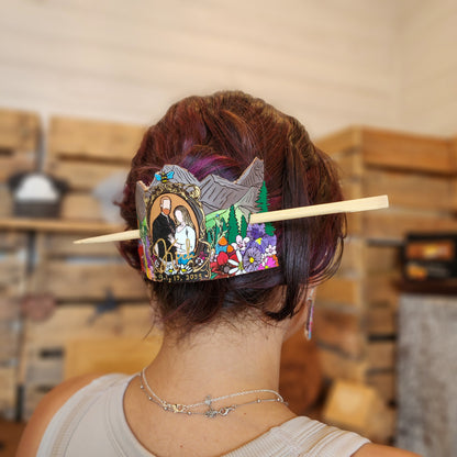 Custom Handcrafted Leather Hairpin-Painted
